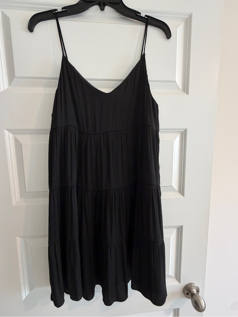 The Impeccable Pig Black Tiered Spaghetti Strap Mini Dress - Simple Silhouette